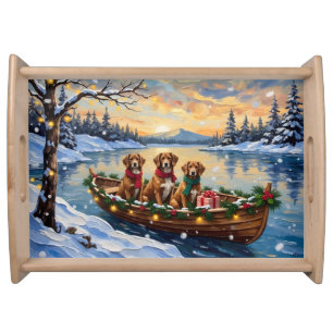 Vizsla Christmas Boat Holiday Serving Tray