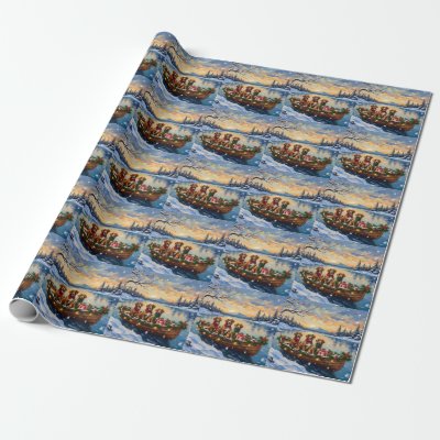 Vizsla Christmas Boat Holiday Wrapping Paper
