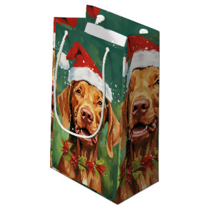 Vizsla Christmas brush painting artwork Small Gift Bag