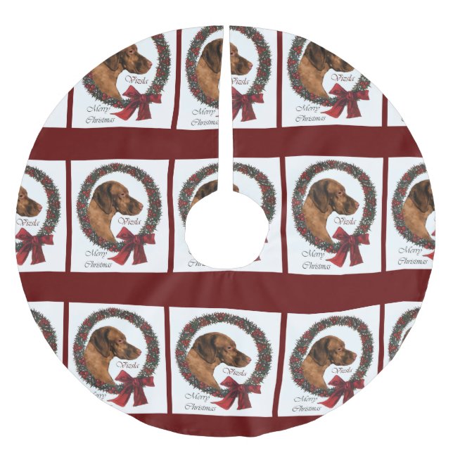 Vizsla Christmas Brushed Polyester Tree Skirt (Front)