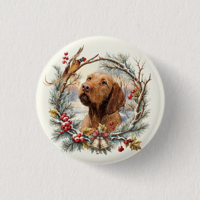 Vizsla Christmas  Button (Front)