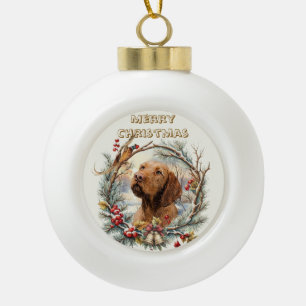 Vizsla Christmas Ceramic Ball Christmas Ornament