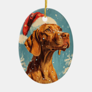 Vizsla Christmas Ceramic Ornament