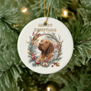 Vizsla Christmas Ceramic Ornament