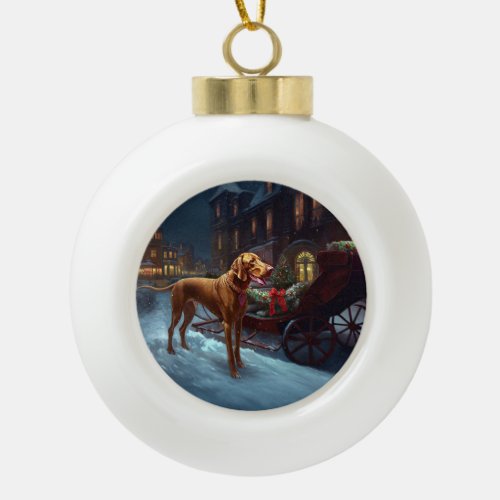 Vizsla Christmas Festive Season  Ceramic Ball Christmas Ornament