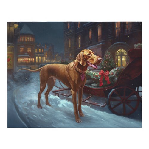 Vizsla Christmas Festive Season  Faux Canvas Print