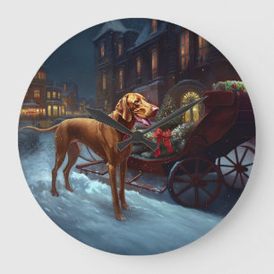 Vizsla Christmas Festive Season Large Clock