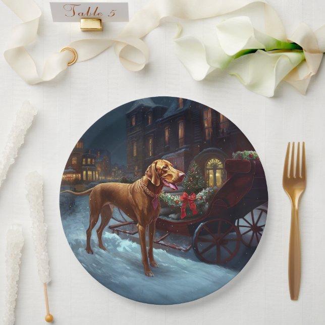 Vizsla Christmas Festive Season  Paper Plates (Wedding)