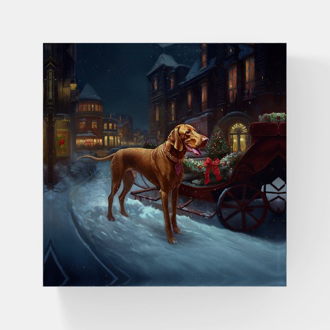 Vizsla Christmas Festive Season  Paperweight (Front)
