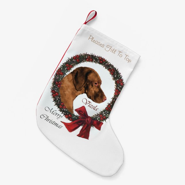 Vizsla Christmas Small Christmas Stocking (Front (Hanging))