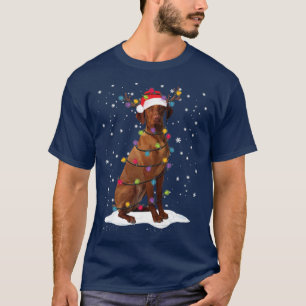 Vizsla Christmas Tree Light Pajama Funny Dog Lover T-Shirt