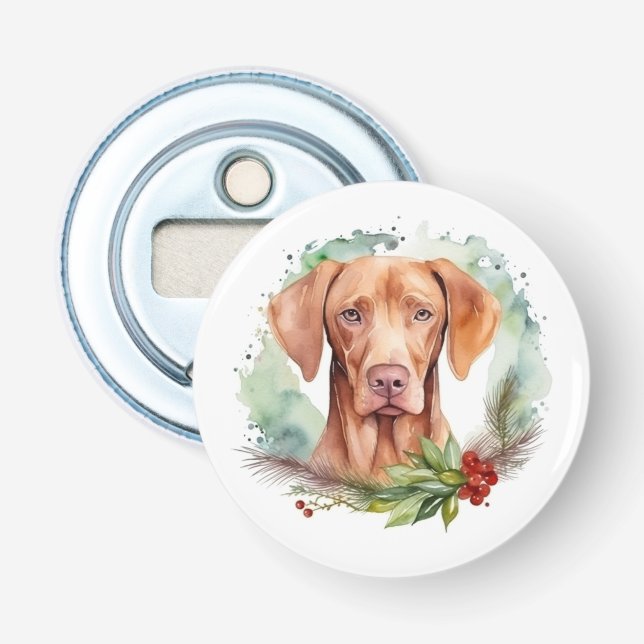 Vizsla Christmas Wreath Festive Pup  Bottle Opener (Front)