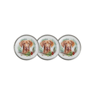 Vizsla Christmas Wreath Festive Pup Golf Ball Marker