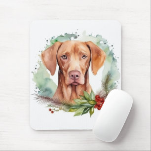 Vizsla Christmas Wreath Festive Pup Mouse Pad