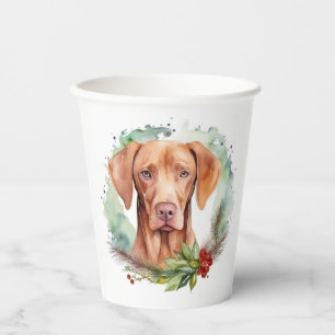 Vizsla Christmas Wreath Festive Pup Paper Cups