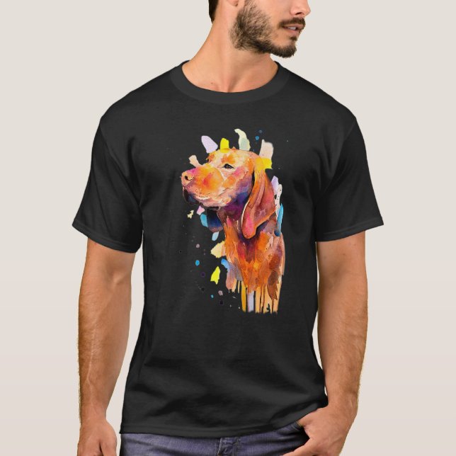 Vizsla Colourful  Birthday For Kids Teen Love Dog T-Shirt (Front)
