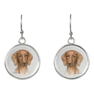 Vizsla Dog Art Earrings