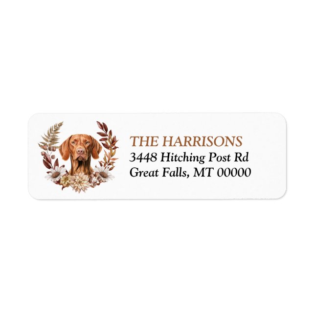 Vizsla Dog Autumn Wreath Label (Front)