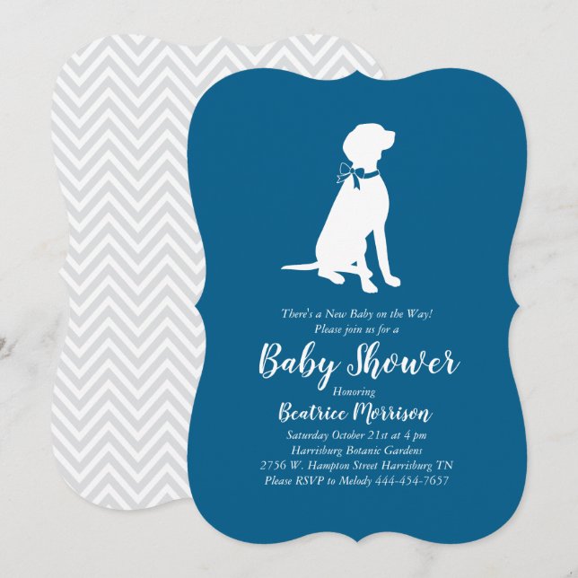 Vizsla Dog Baby Shower Boy Blue Invitation (Front/Back)