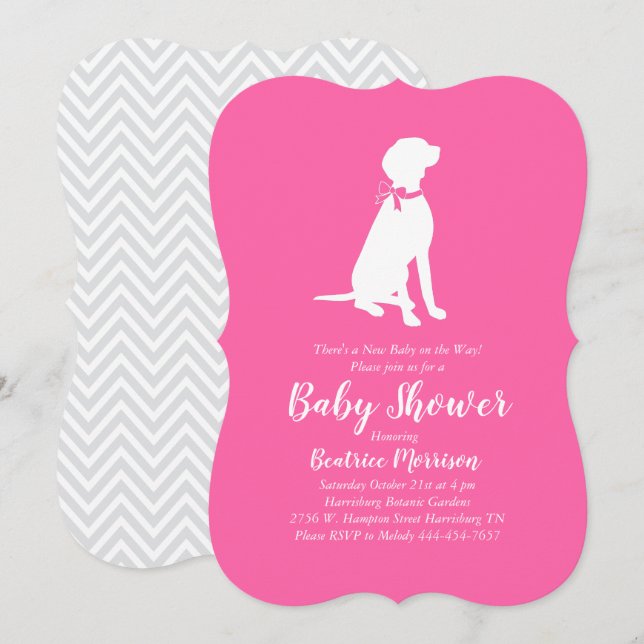 Vizsla Dog Baby Shower Girl Pink Invitation (Front/Back)