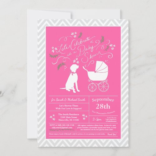 Vizsla Dog Baby Shower Girl Pink Invitation