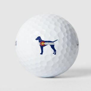Vizsla Dog Breed Silhouette Colorado Flag Golf Balls