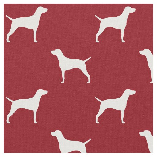 Vizsla Dog Breed Silhouettes Pattern Red and White Fabric