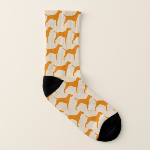 Vizsla Dog Breed Silhouettes Pattern Socks