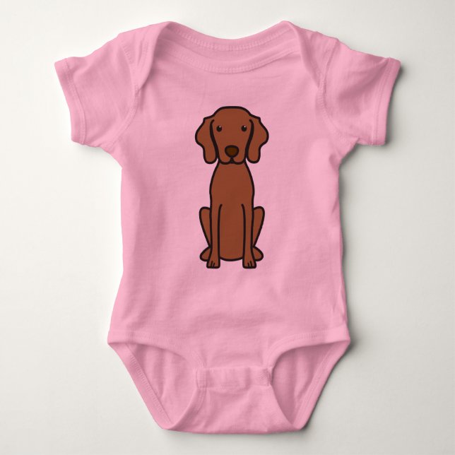 Vizsla Dog Cartoon Baby Bodysuit (Front)