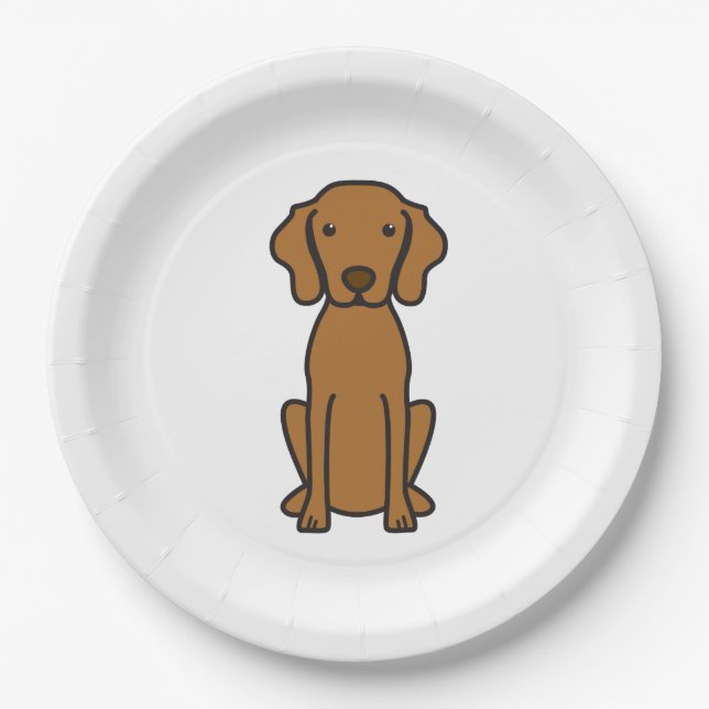 Vizsla Dog Cartoon Paper Plates (Front)