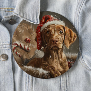 Vizsla Dog Christmas Festive Button