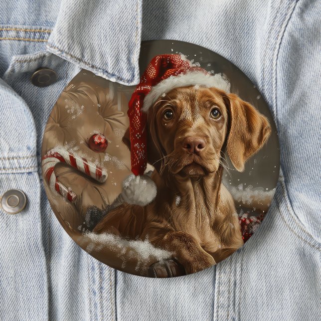 Vizsla Dog Christmas Festive  Button (In Situ)