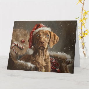 Vizsla Dog Christmas Festive Card