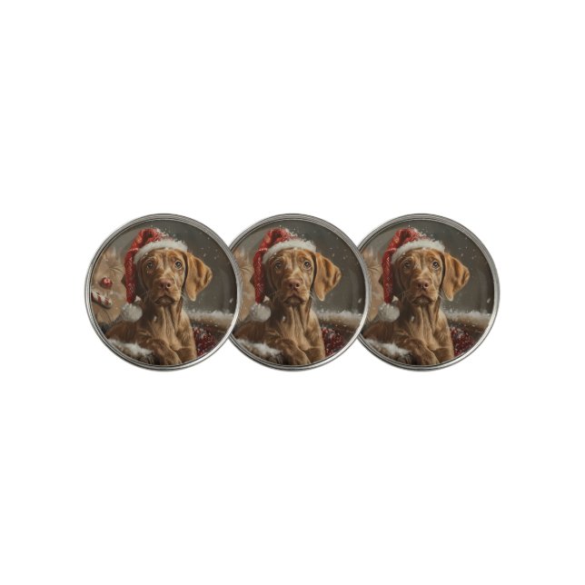 Vizsla Dog Christmas Festive  Golf Ball Marker (3 Up)