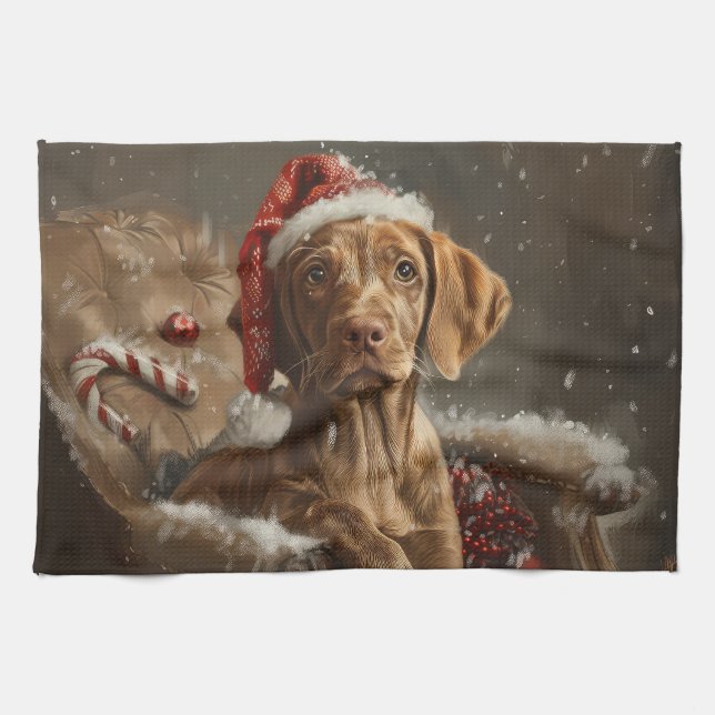 Vizsla Dog Christmas Festive  Kitchen Towel (Horizontal)