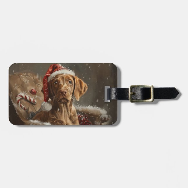Vizsla Dog Christmas Festive  Luggage Tag (Front Horizontal)