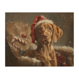 Vizsla Dog Christmas Festive Wood Wall Art