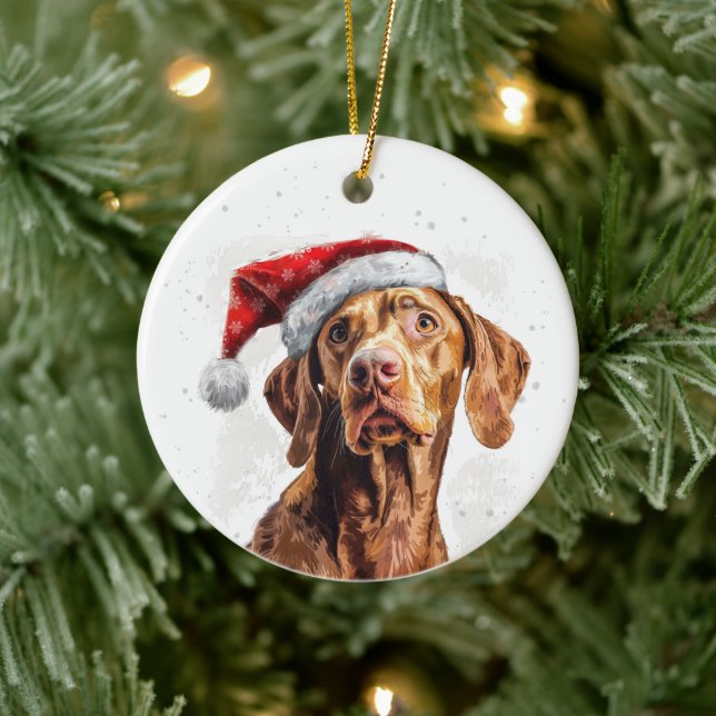 Vizsla Dog Christmas Personalized Ceramic Ornament (Tree)