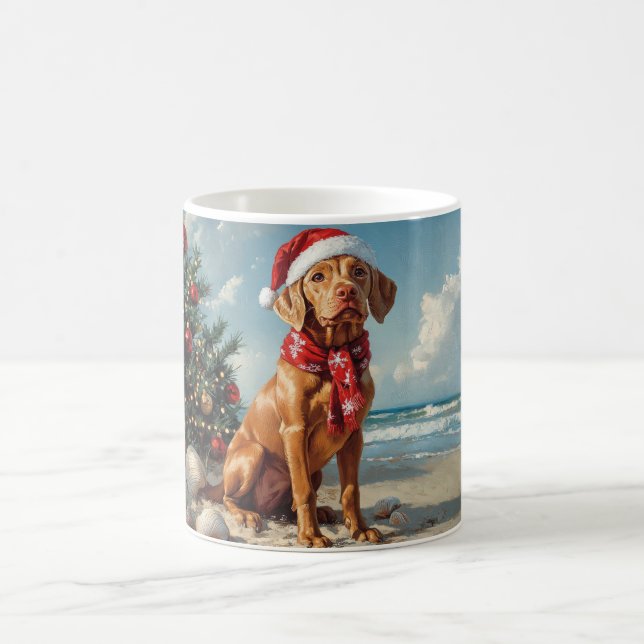 Vizsla Dog Christmas Vintage Beach Coffee Mug (Center)
