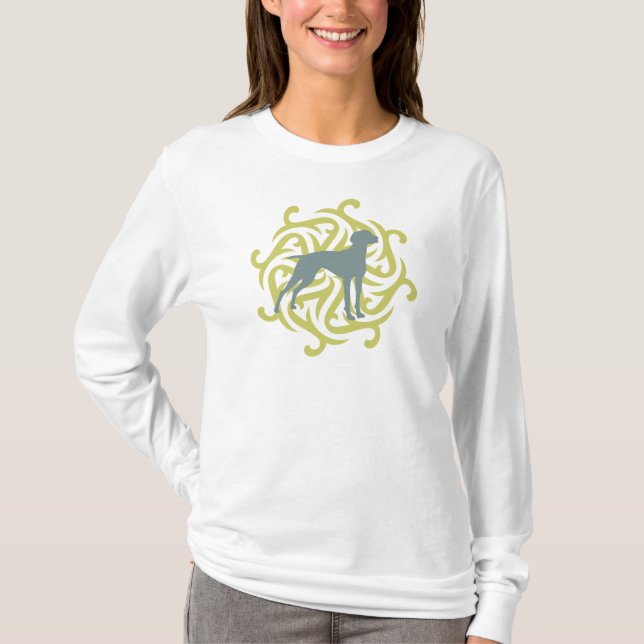 Vizsla Dog Design (lime & slate) T-Shirt (Front)