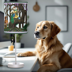 Vizsla Dog Elf Forest Table Lamp