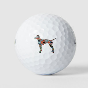 Vizsla Dog Geometric Pattern Silhouette Plaid Golf Balls