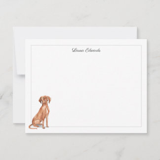 Vizsla Dog Gray Border Personalized Note Card