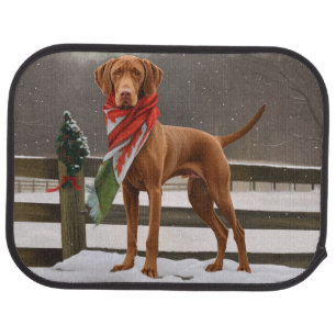 Vizsla Dog in Snow Christmas Car Floor Mat