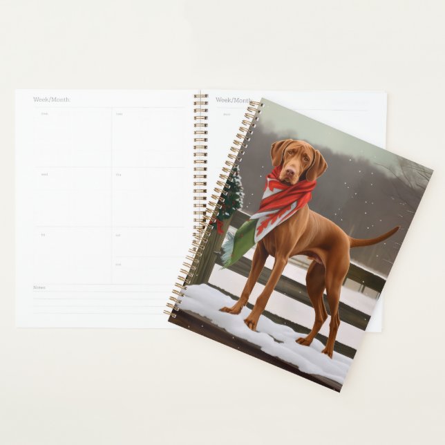 Vizsla Dog in Snow Christmas Planner (Display)