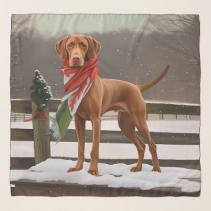 Vizsla Dog in Snow Christmas Scarf