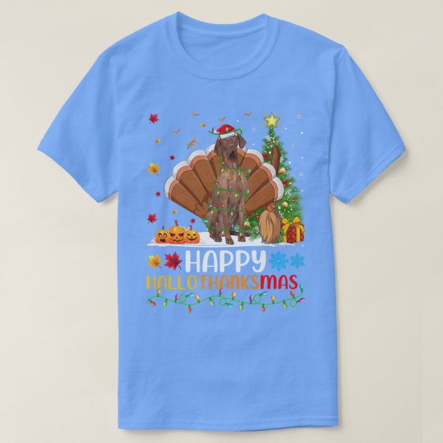 Vizsla Dog Lover Funny Happy Vizsla HelloThanksMas T-Shirt (Design Front)