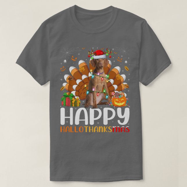 Vizsla Dog Lover Halloween Christmas Happy Halloth T-Shirt (Design Front)
