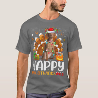 Vizsla Dog Lover Halloween Christmas Happy Halloth T-Shirt
