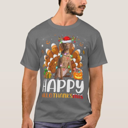 Vizsla Dog Lover Halloween Christmas Happy Halloth T_Shirt